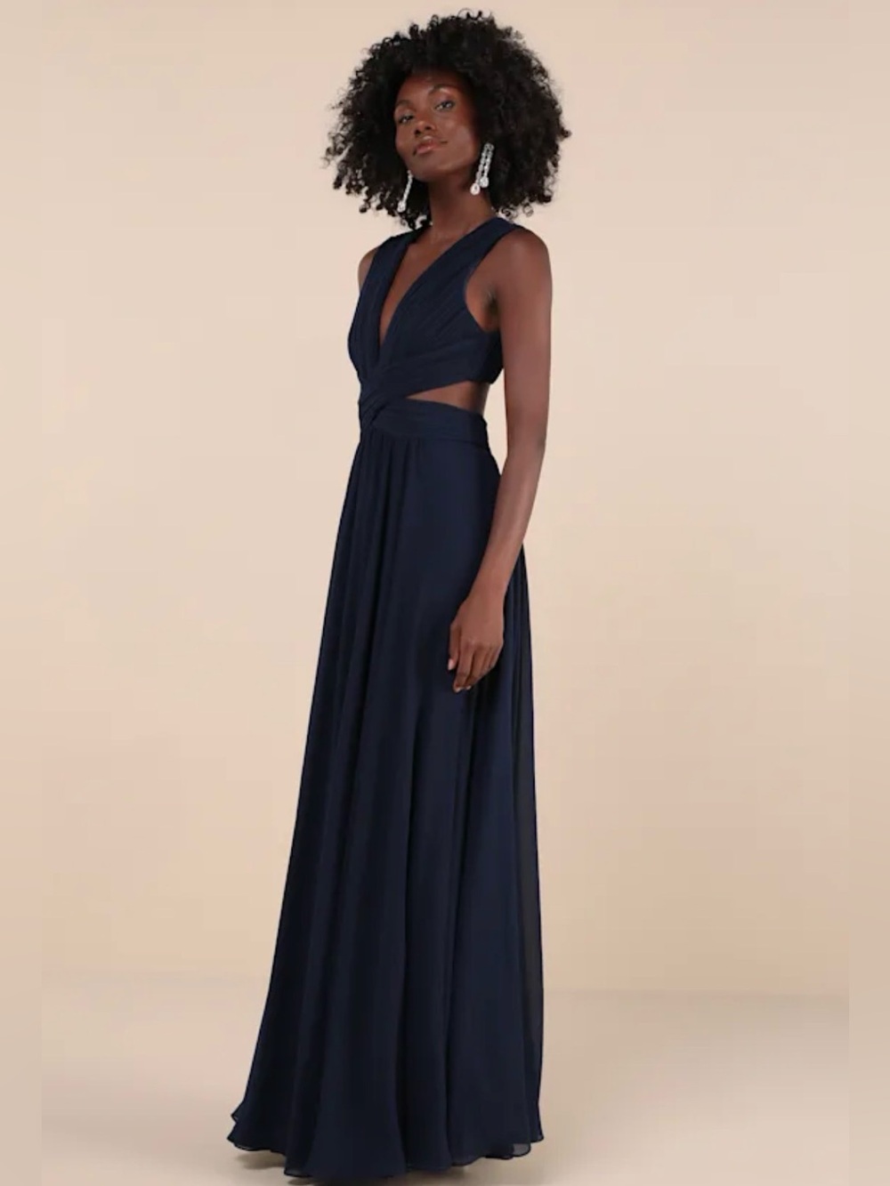 Lulus Vivid Imagination Navy Blue Cutout Maxi Dress Size Medium NEW W/ Tag